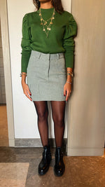 Olive Checkered Mini Skirt