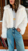 White Faux Fur Cropped Jacket