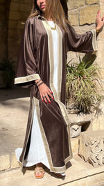 Brown Layali Velvet Kaftan