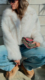 White Faux Fur Cropped Jacket