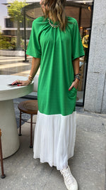 Green Pleats Bottom Dress