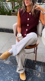 PREORDER Burgundy Golden Button Knit Vest