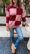 PREORDER Pink & Burgundy Checkmate Knit