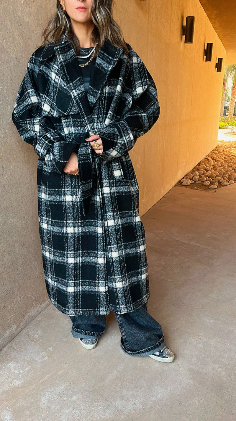 Flannel Checkered Longline Coat