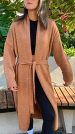 Camel Knitted Maxi Cardigan