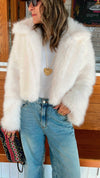 White Faux Fur Cropped Jacket