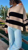 Beige Chunky Striped Knit