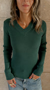 Teal V-Neck Contour Elevated Pullover