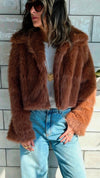 Camel Faux Fur Cropped Jacket