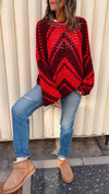 Red Premium Handmade Oversize Pullover