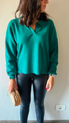 Teal Loose Collard Knit