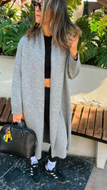 Grey Knitted Maxi Cardigan