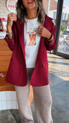 Burgundy Sophisticated Oversize Blazer