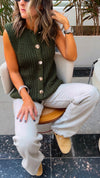 PREORDER Olive Golden Button Knit Vest