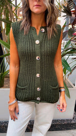 Olive Golden Button Knit Vest