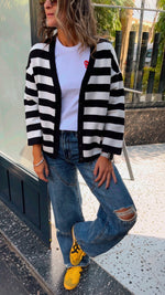 Black Striped Everyday Light Knit Cardigan