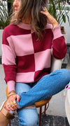 PREORDER Pink & Burgundy Checkmate Knit