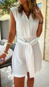 White Living By The Coast Shorts Jumpsuit