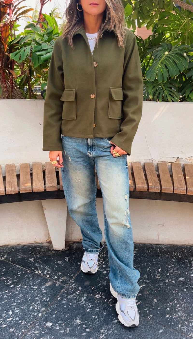 Olive Hit The Streets Cropped Jacket