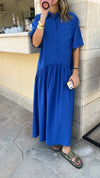 Blue Collared Maxi Dress