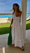 White Backless Summer Anglaise Trim Dress