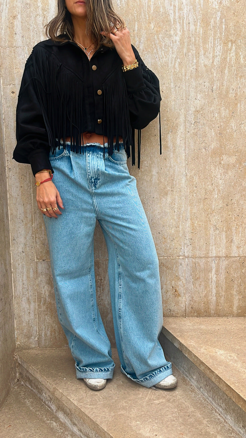 Black Fringed Cowboy Jacket