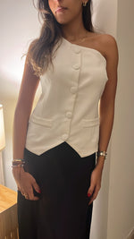 White Business Girl One Shoulder Vest