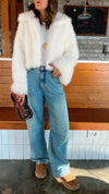 White Faux Fur Cropped Jacket