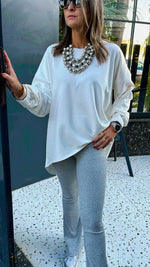 White Cotton High Low Sweater