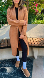 Camel Knitted Maxi Cardigan