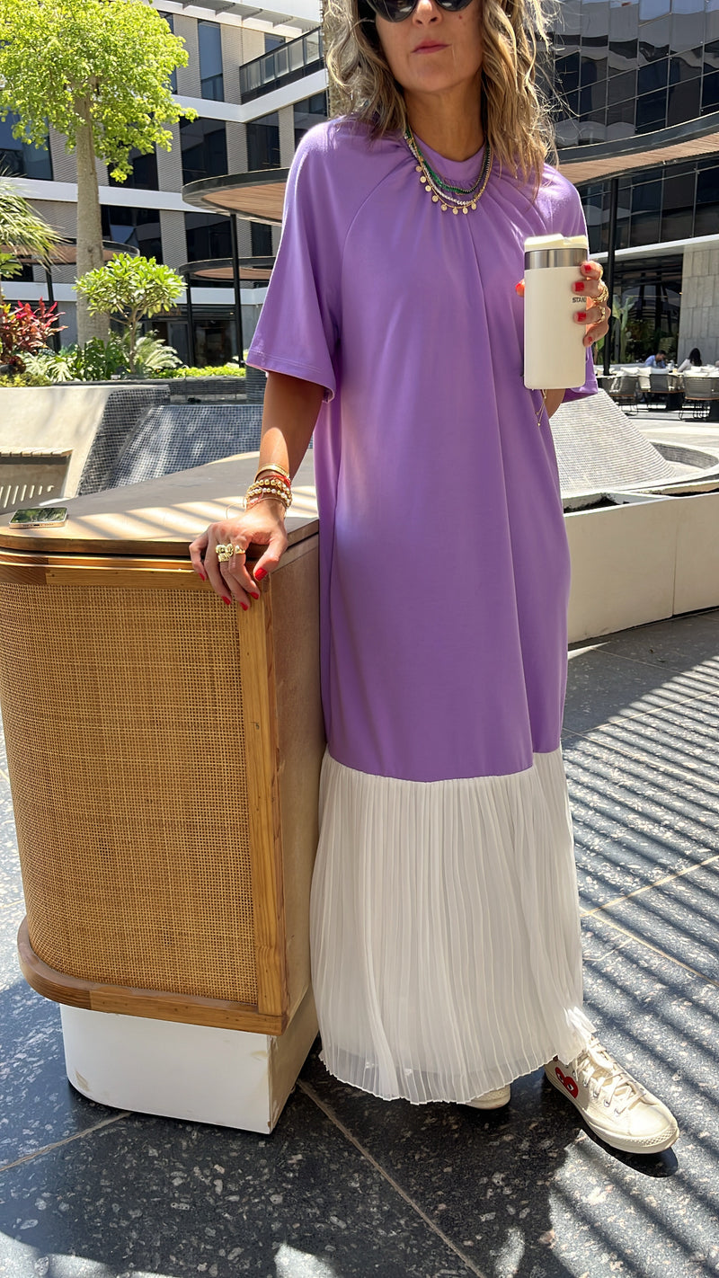 Lilac Pleats Bottom Dress