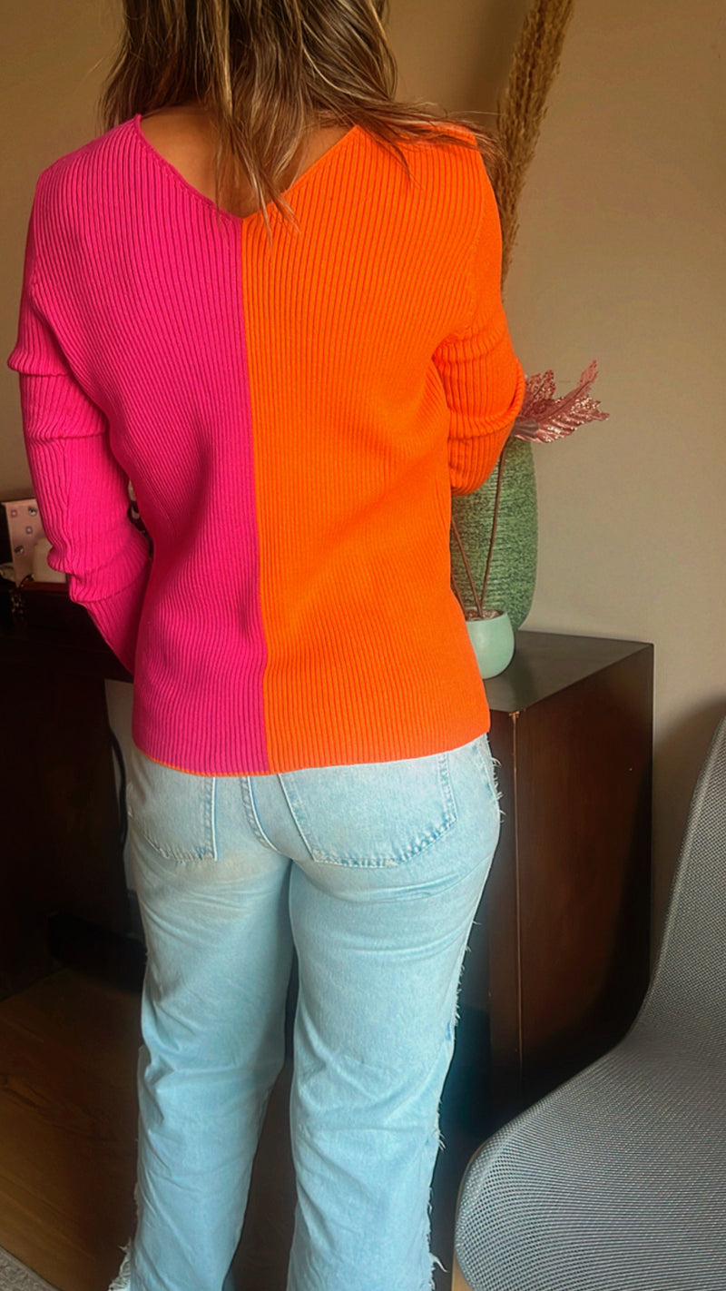 Orange Halftime Colorblock Knit