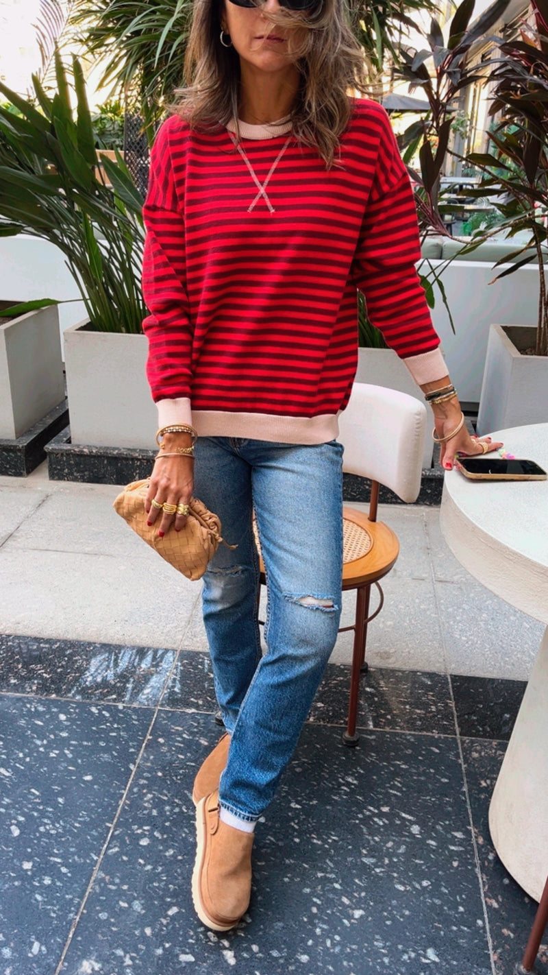 PREORDER Red Scarlet Striped Knit