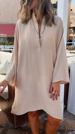 Beige Linen Breezy High low Dress