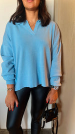 Baby Blue Loose Collard Knit