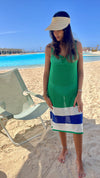 Green Colorblock Trim Crochet Coverup