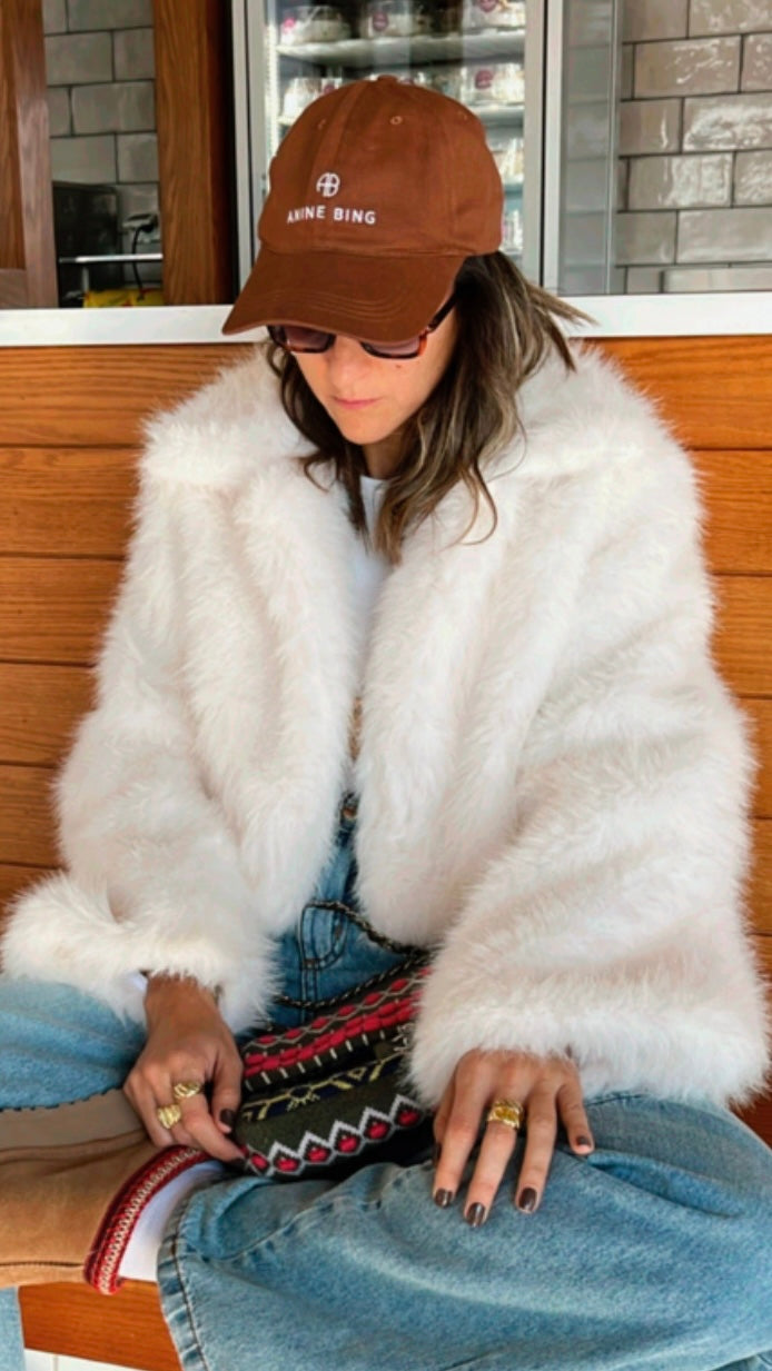 White Faux Fur Cropped Jacket