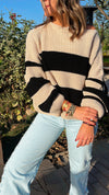 Beige Chunky Striped Knit