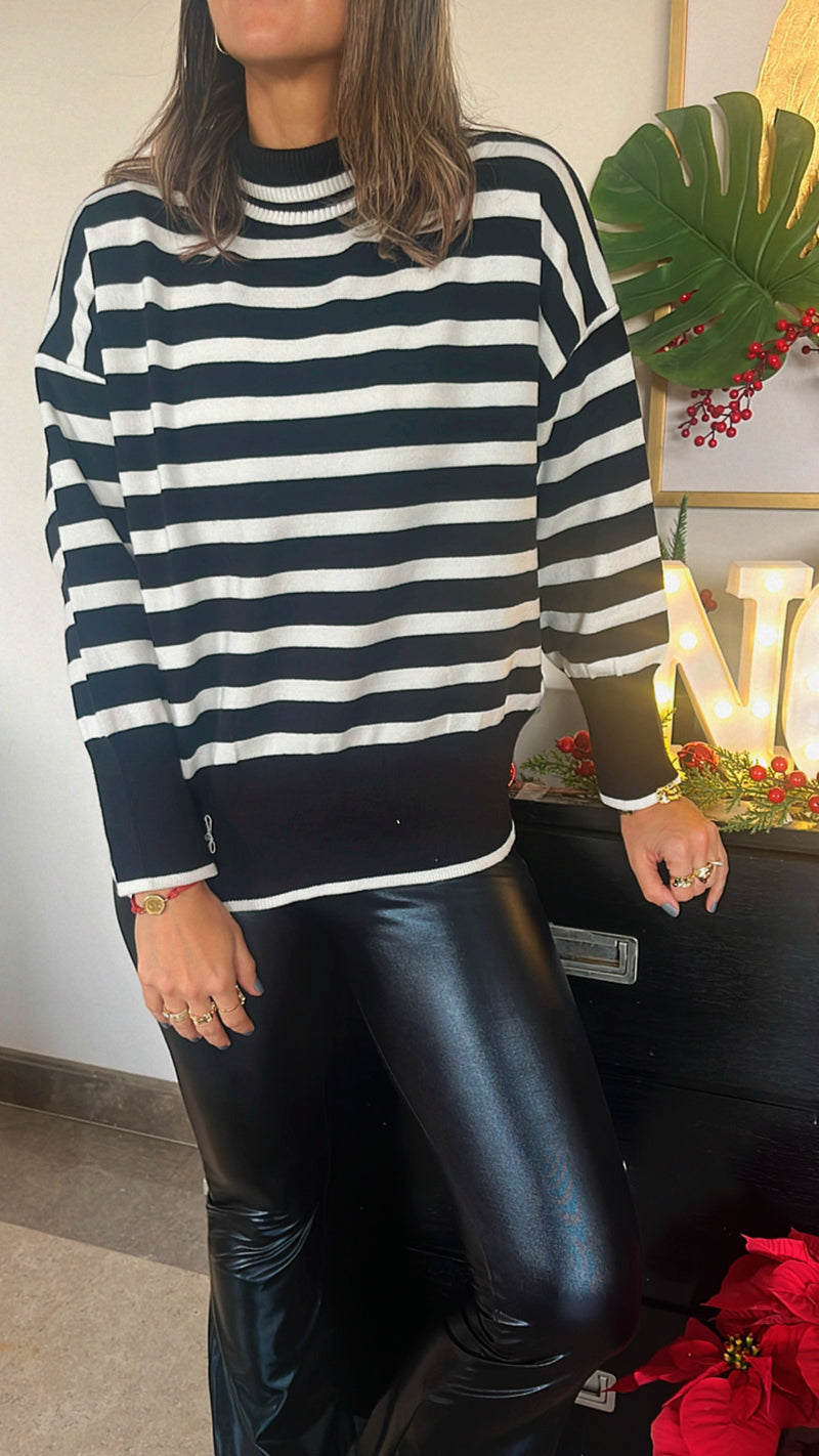 Black Candy Cane Turtle Neck