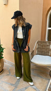 Olive Elastic Boho Pants