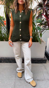 Olive Golden Button Knit Vest