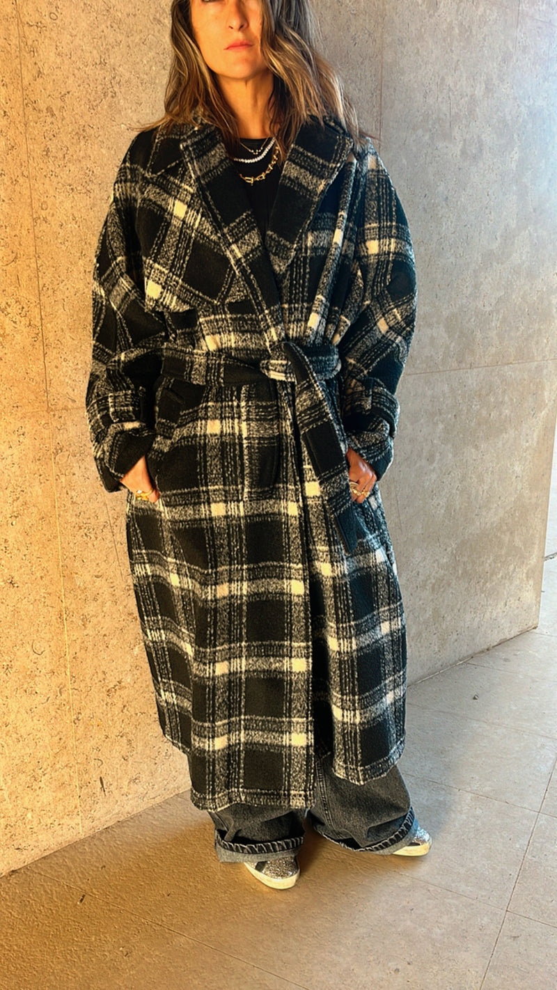 Flannel Checkered Longline Coat