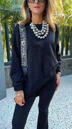 Black Cotton High Low Sweater