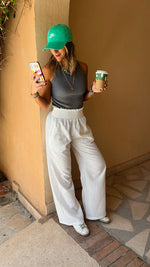 white Elastic Boho Pants