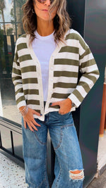 Olive Striped Everyday Light Knit Cardigan