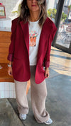 Burgundy Sophisticated Oversize Blazer