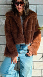 Camel Faux Fur Cropped Jacket