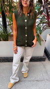 PREORDER Olive Golden Button Knit Vest