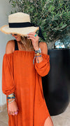 Rust Glowing And Flowing Off Shoulder Coverup