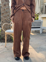 Camel Suede tailored Utility Pants